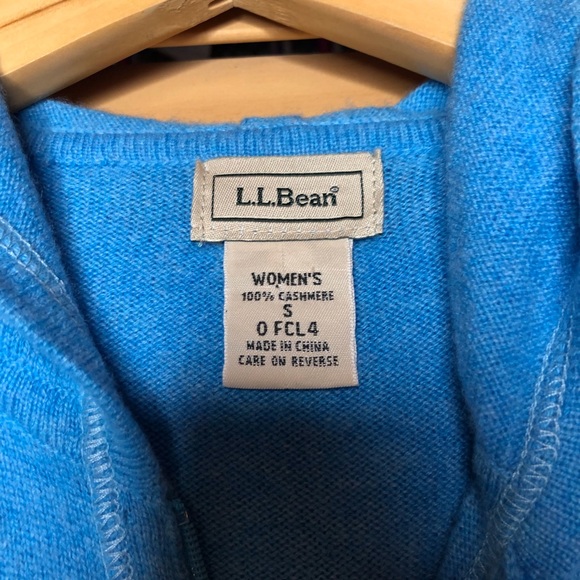 Blue Zip Up Hoodie Cashmere L.l. Bean S - Picture 3 of 3